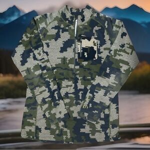 KUIU Hunting Nuyarn Merino Wool 1/2 Zip Long Sleeve Size Large Camo Hunting